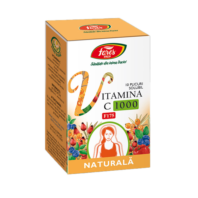 Vitamina C 1000 naturala F175, 10 plicuri, Fares