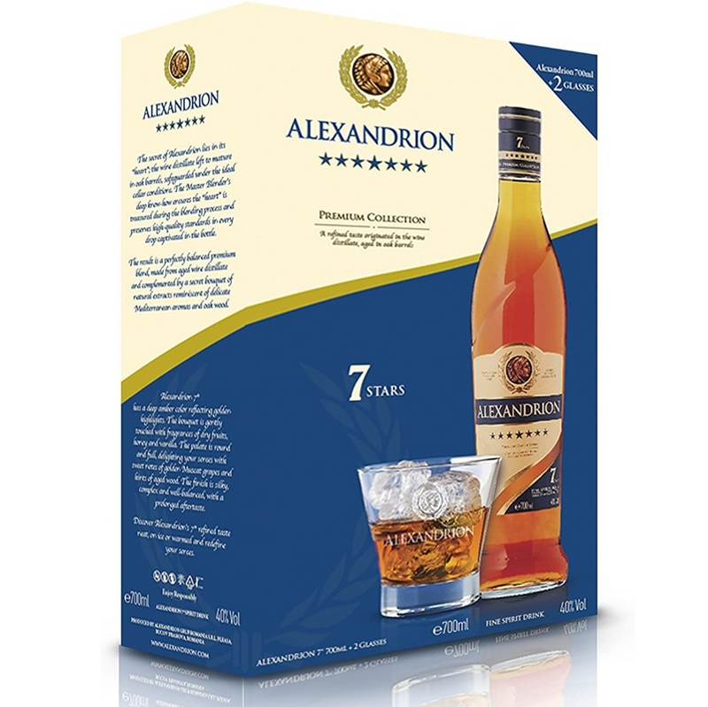 Alexandrion Brandy 7 Stele Premium Collection Cu 2 Pahare